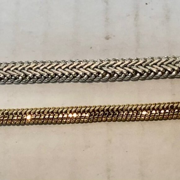 2 Napier bracelets gold & silver tone woven lobster clasps 7" wrist - Picture 5 of 6